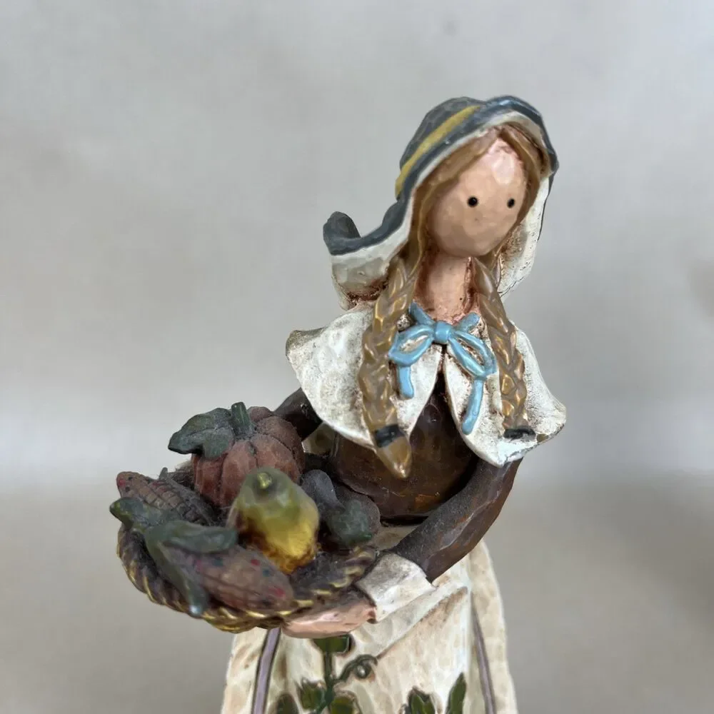 Thanksgiving 2004‎ Pilgrims Harvest Season Craft Women Figures 6-7”Tall Set Of 2